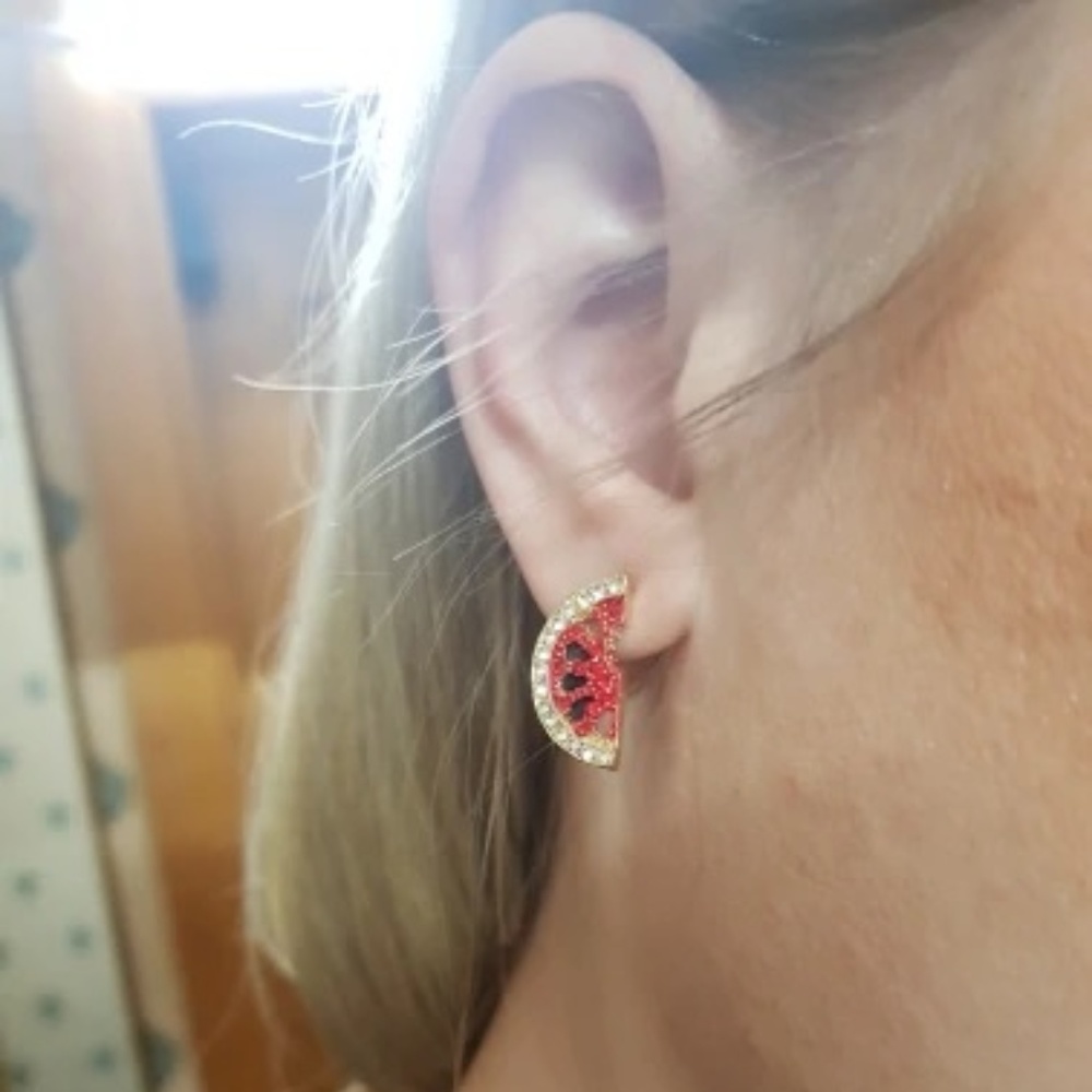 Stunning Watermelon CZ Stud Earrings - Picture 7 of 8